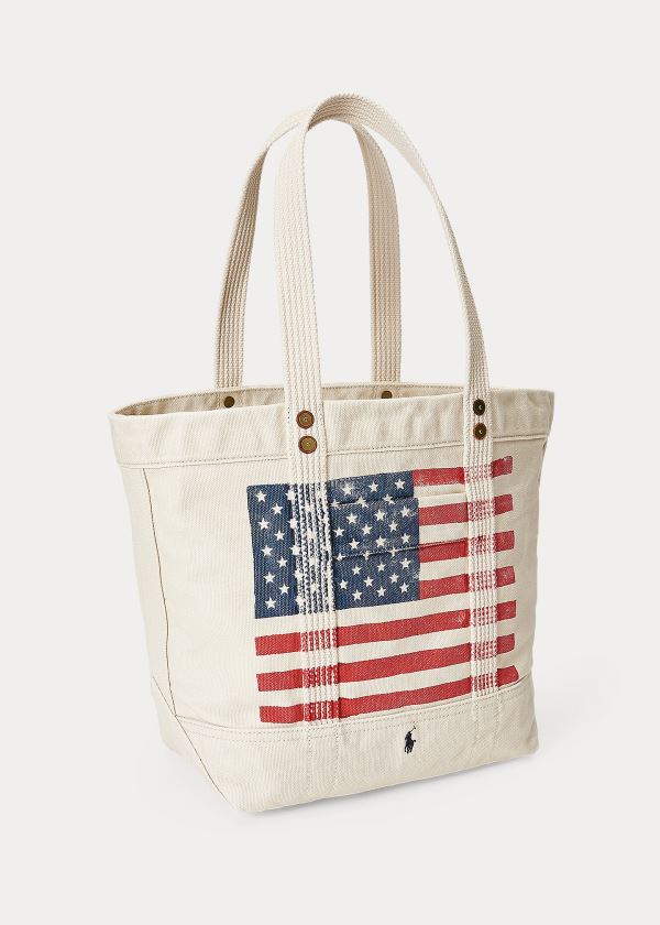 Sacolas Polo Ralph Lauren Distressed Flag Lona Mulher 35618-BEMC